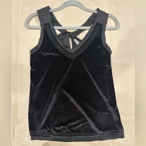 Stunning Abercrombie & Fitch Black XS Velvet V-neck Tank Top w/ Embellishments